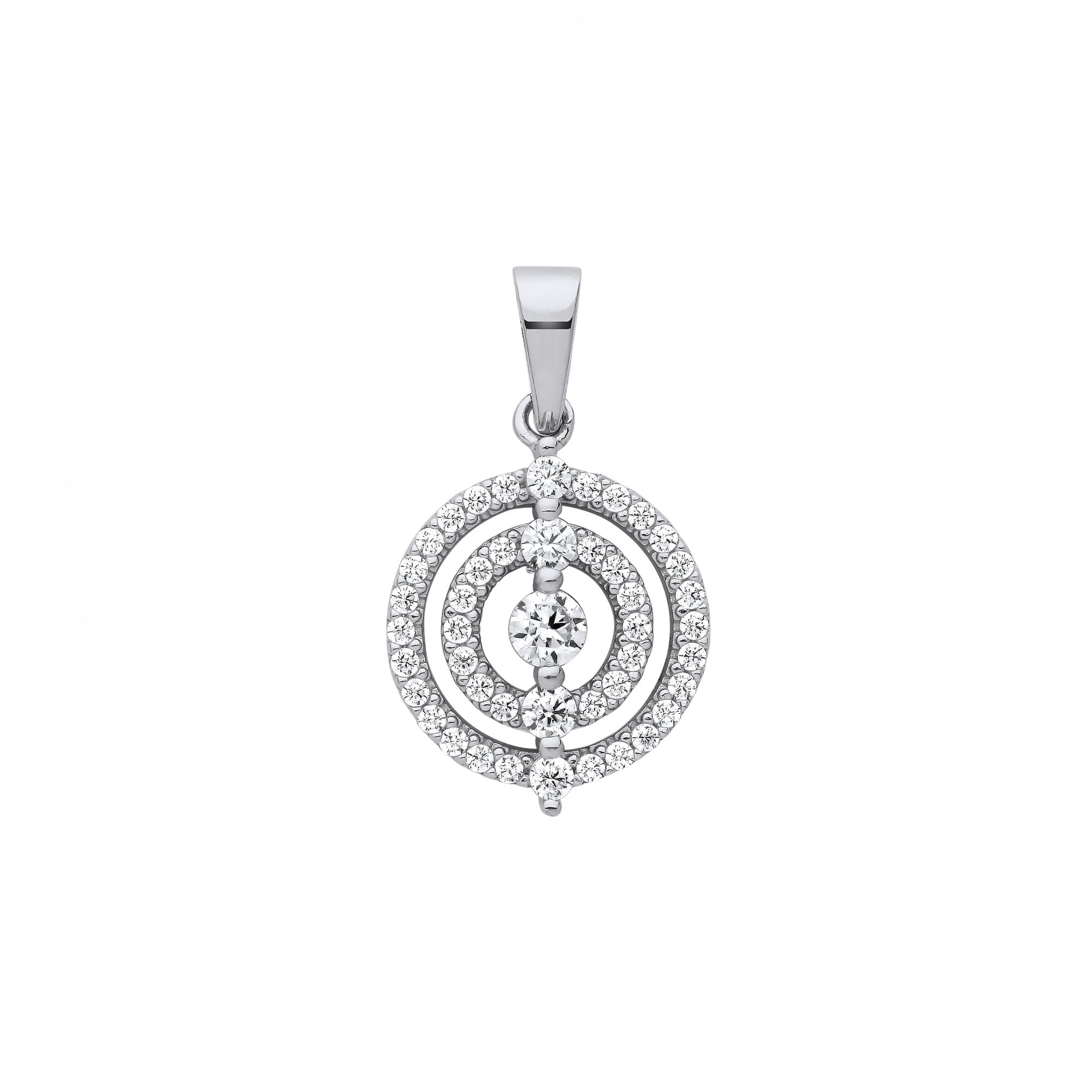 Silver CZ Circle Pendant