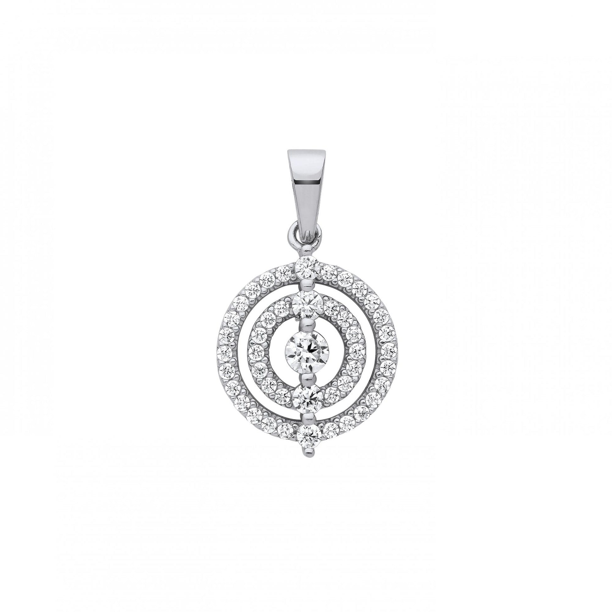 Silver CZ Circle Pendant