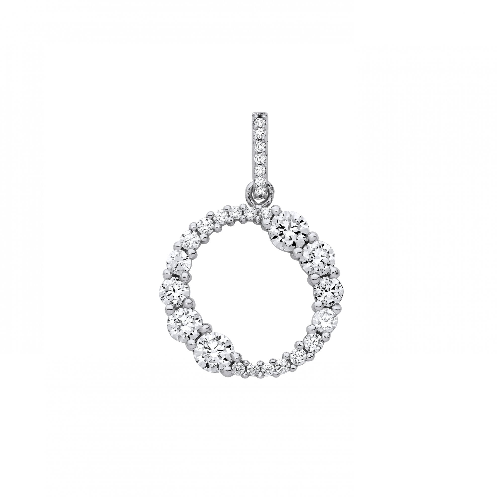 Silver CZ Circle Pendant