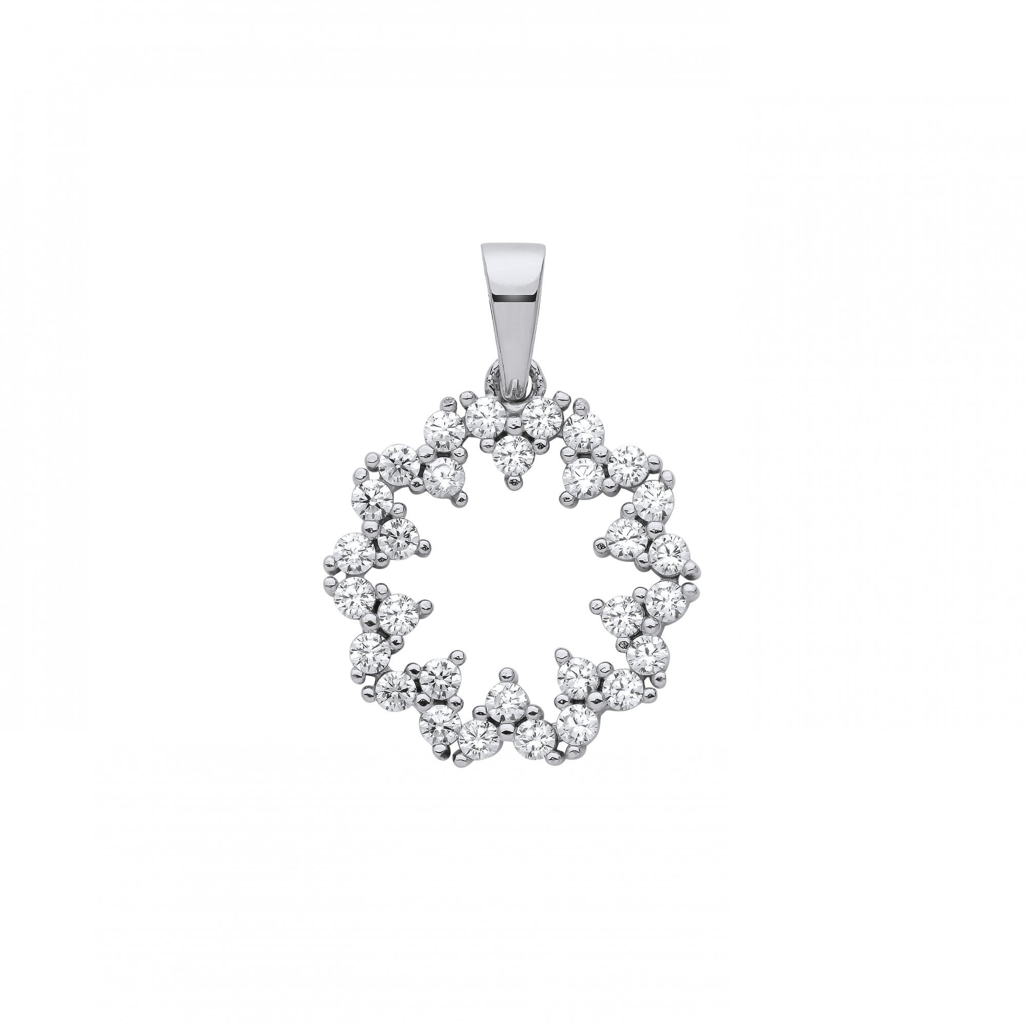 Silver CZ Cutout Circle Pendant
