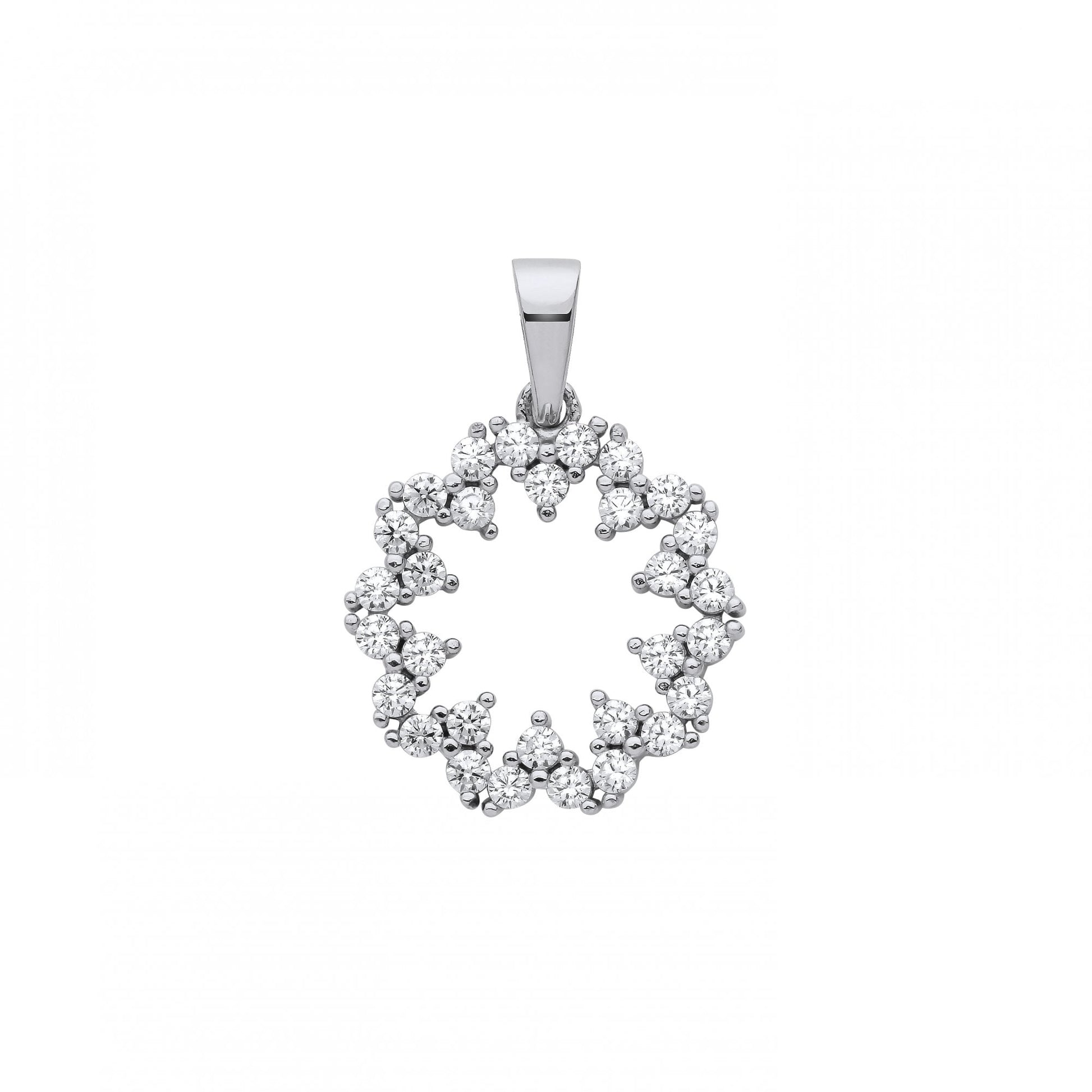Silver CZ Cutout Circle Pendant
