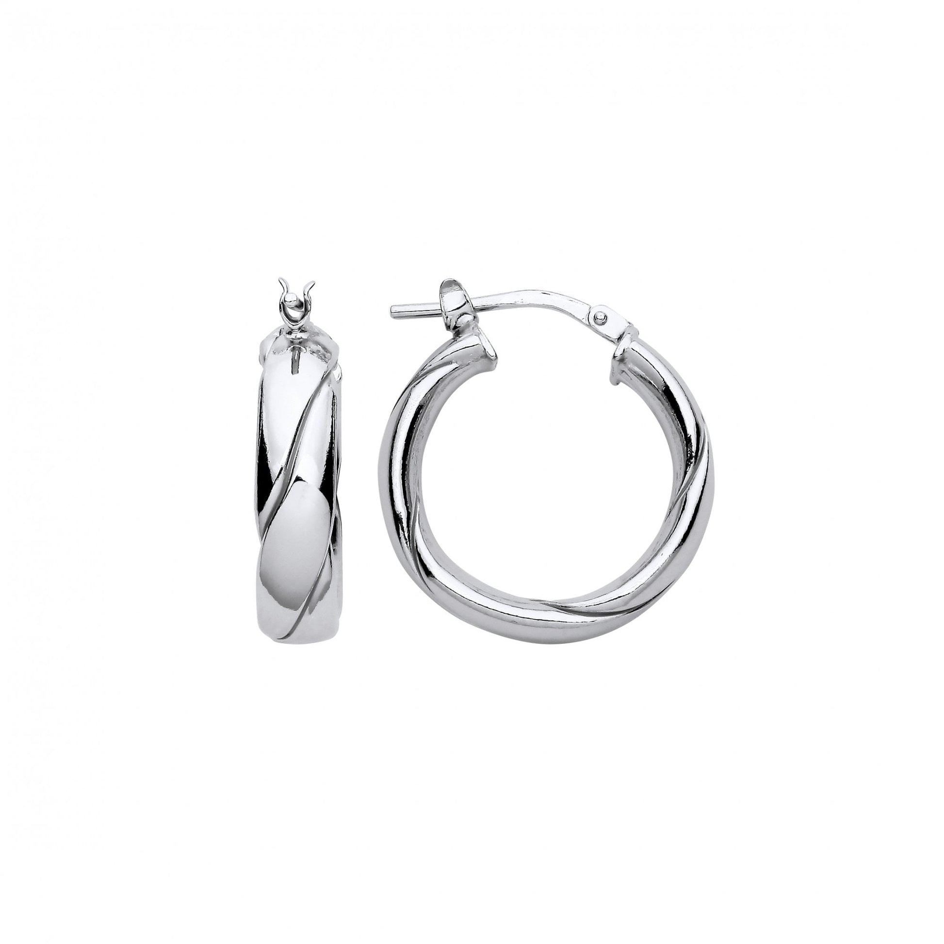 Silver Platinum Plate Twist Hoop Earrings