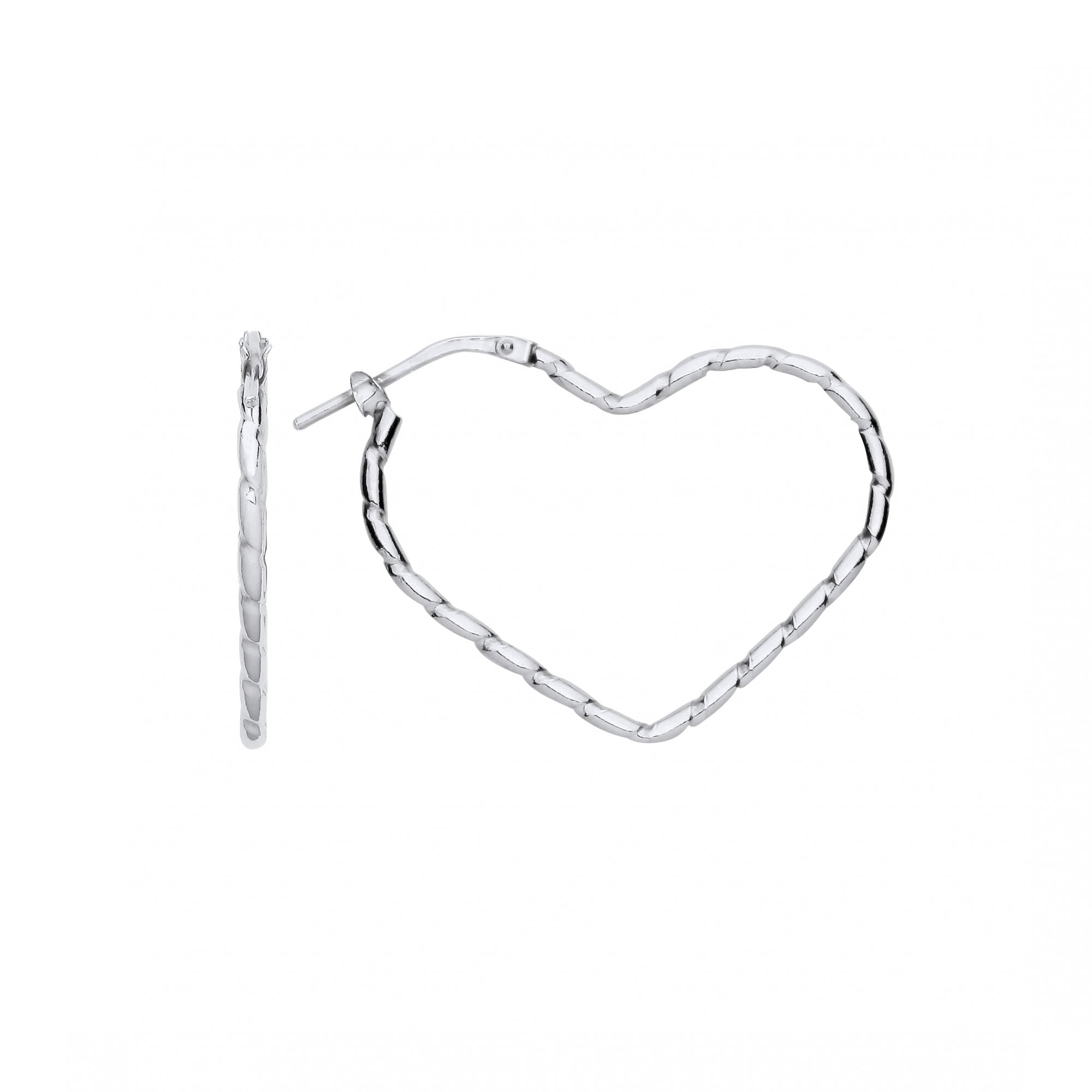 Platinum Plate Heart Hoop Earrings
