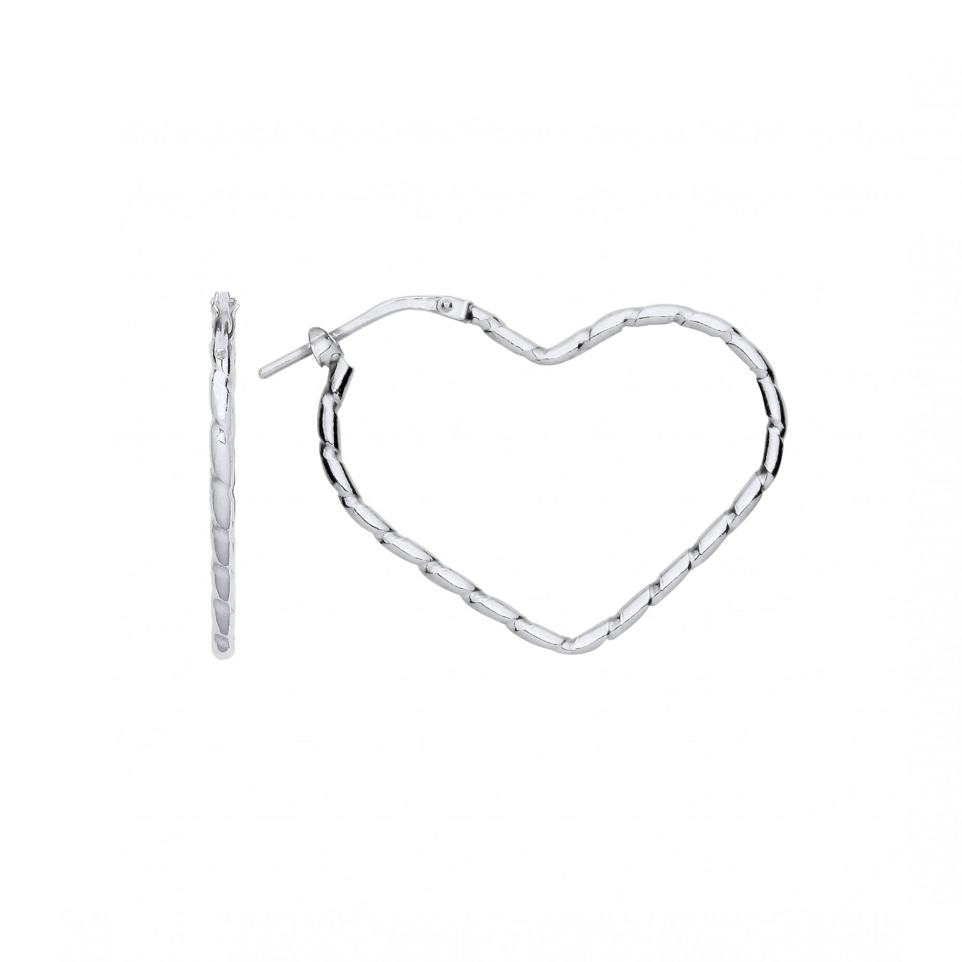 Platinum Plate Heart Hoop Earrings