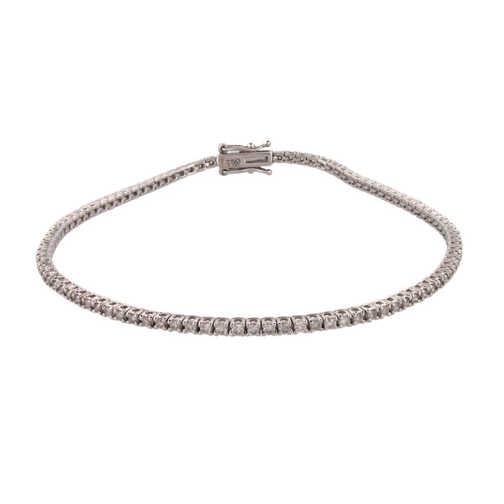 9ct White Gold 1.00ct Claw Set Diamond Line Bracelet