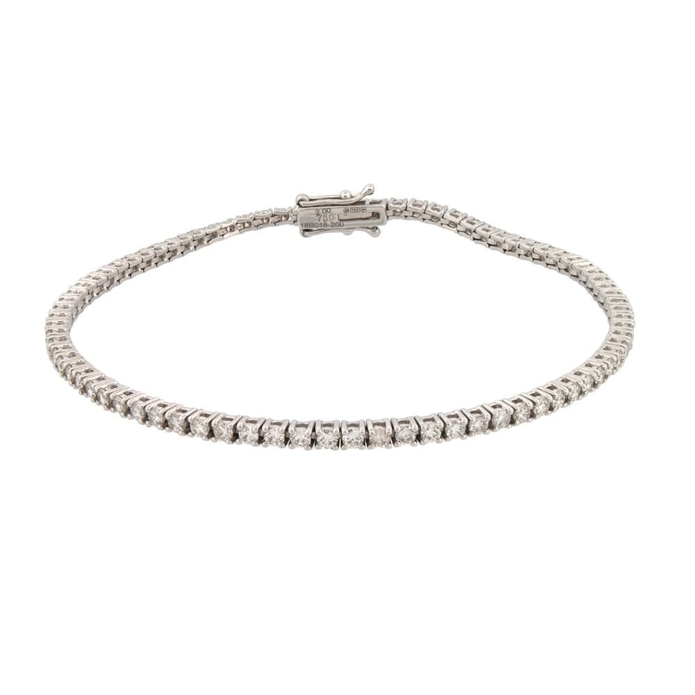 9ct White Gold 2.00ct Claw Set Diamond Line Bracelet