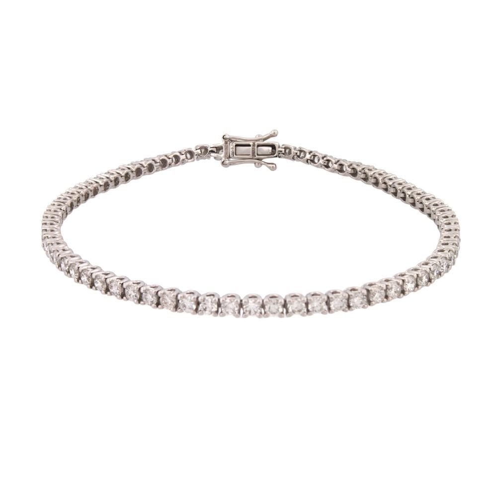 9ct White Gold 3.00ct Claw Set Diamond Line Bracelet