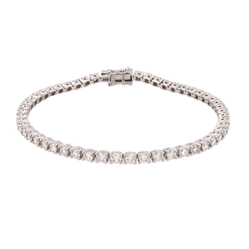 9ct White Gold 4.00ct Claw Set Diamond Line Bracelet