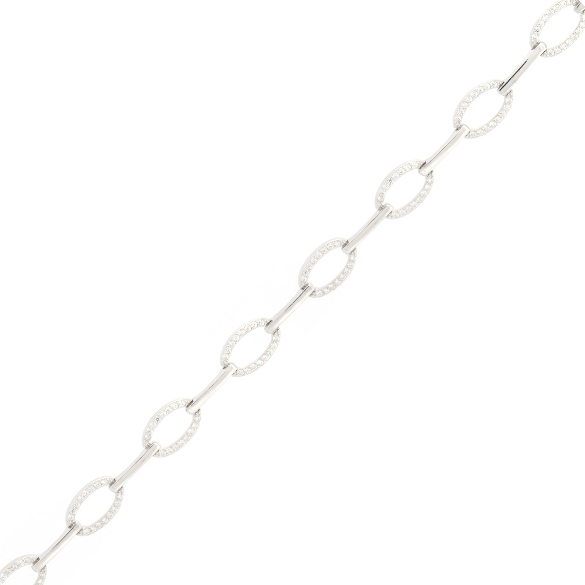 925 Rhodium Silver CZ Set Bracelet