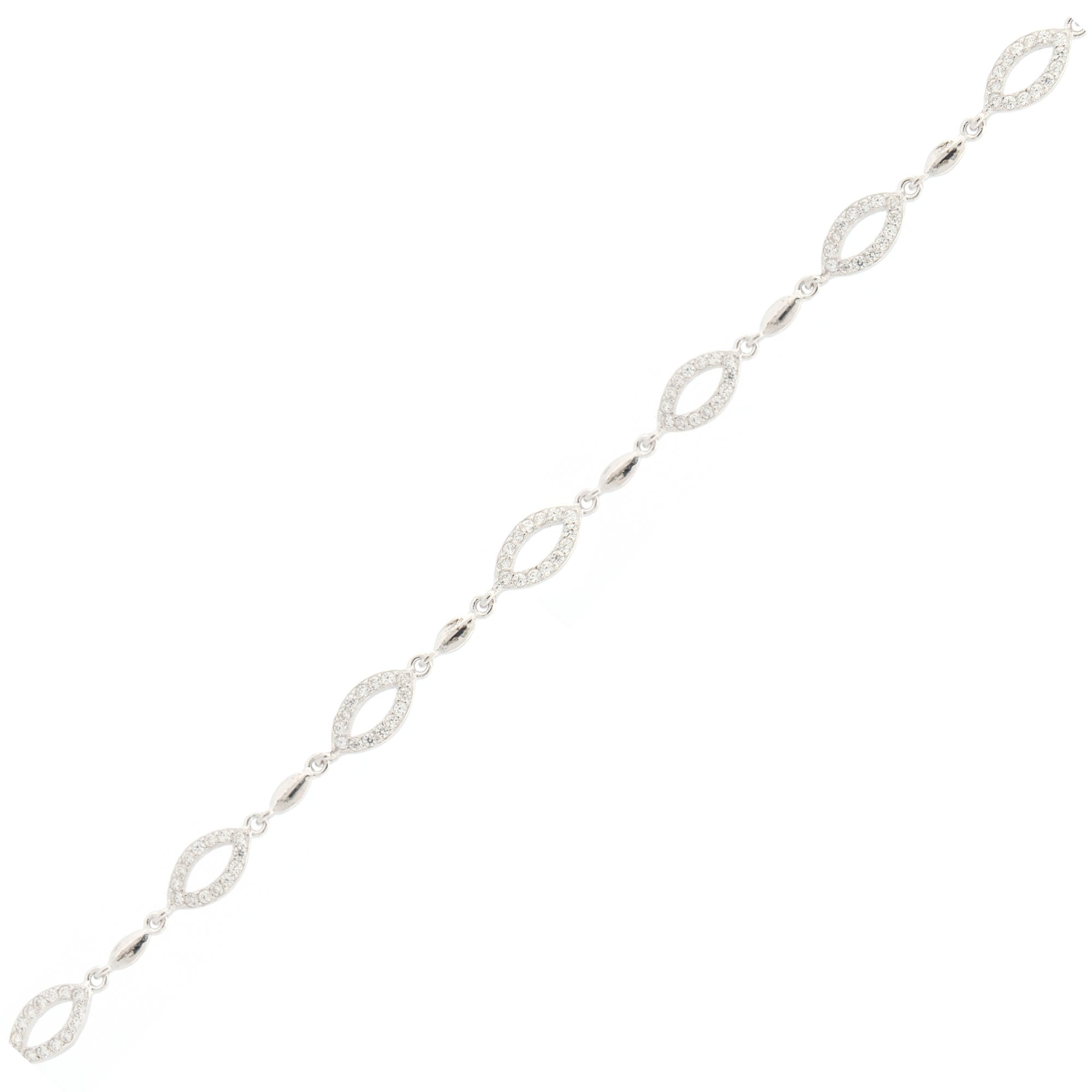 925 Rhodium Silver CZ Set Bracelet