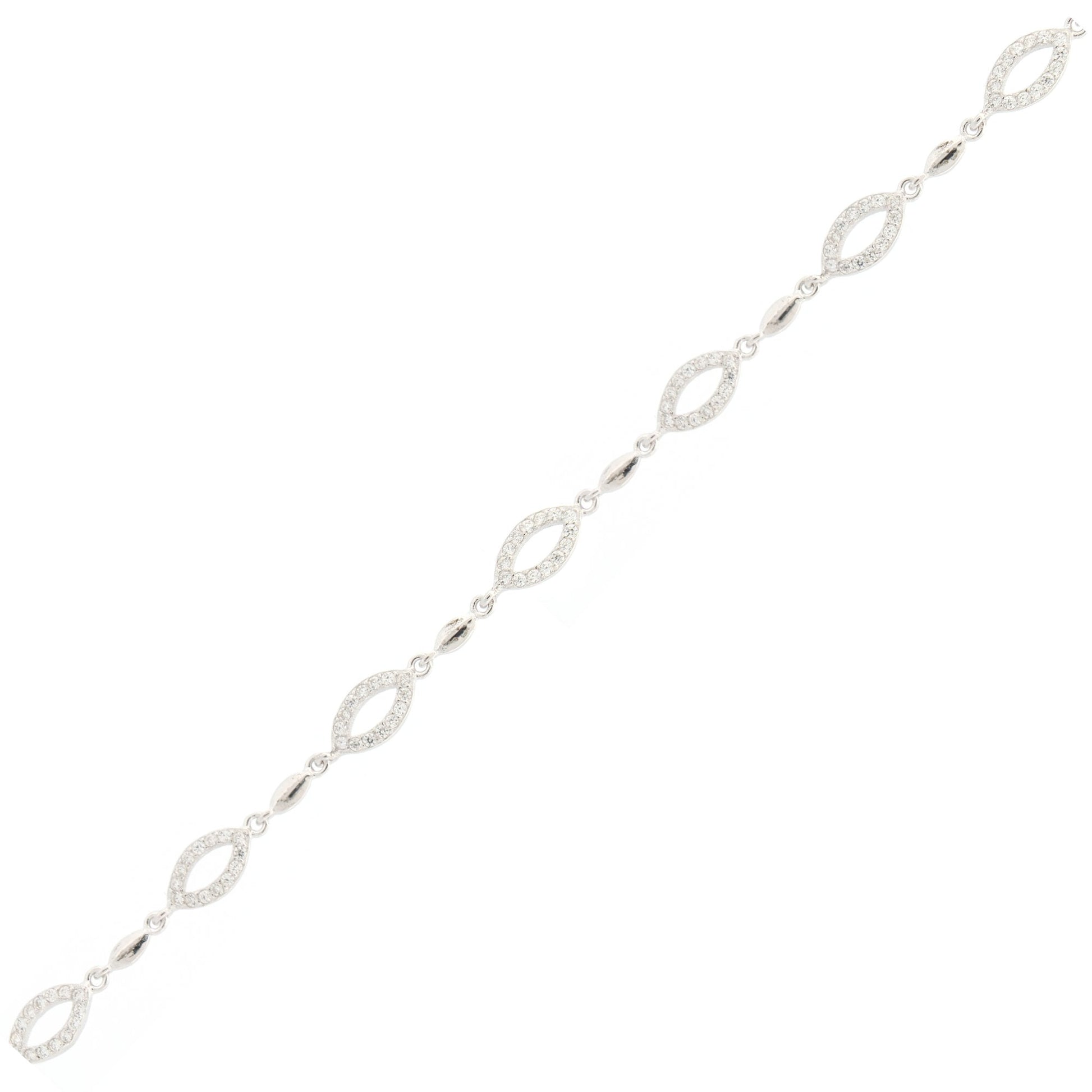 925 Rhodium Silver CZ Set Bracelet