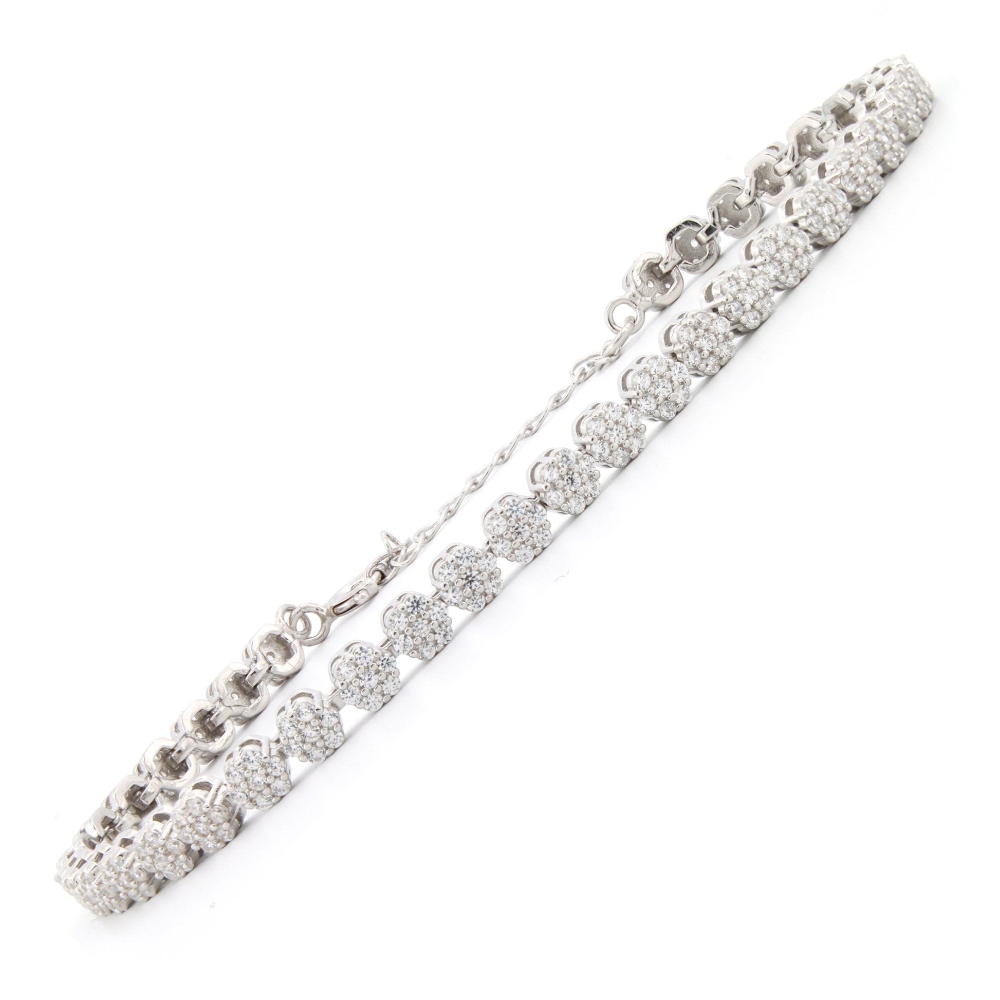 925 Rhodium Silver CZ Set Bracelet