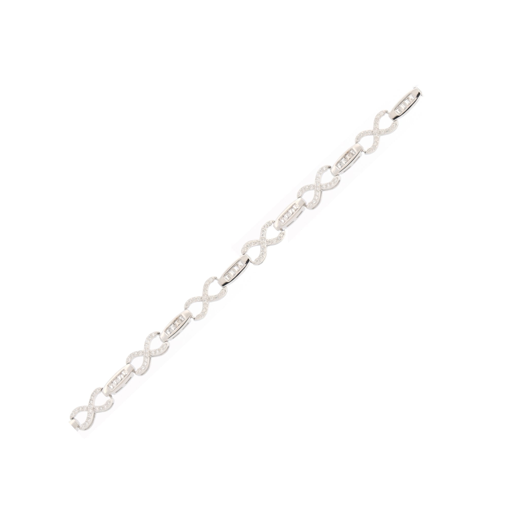 925 Rhodium Silver CZ Set Bracelet