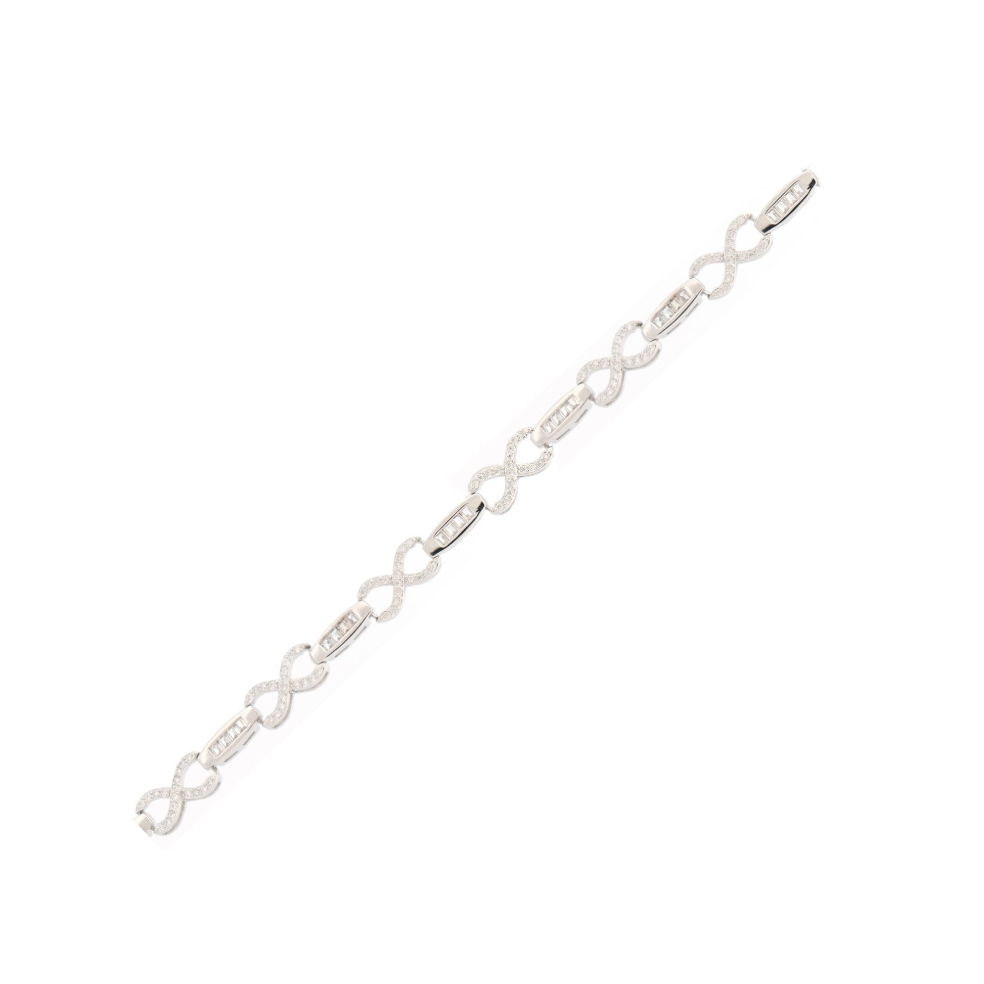 925 Rhodium Silver CZ Set Bracelet