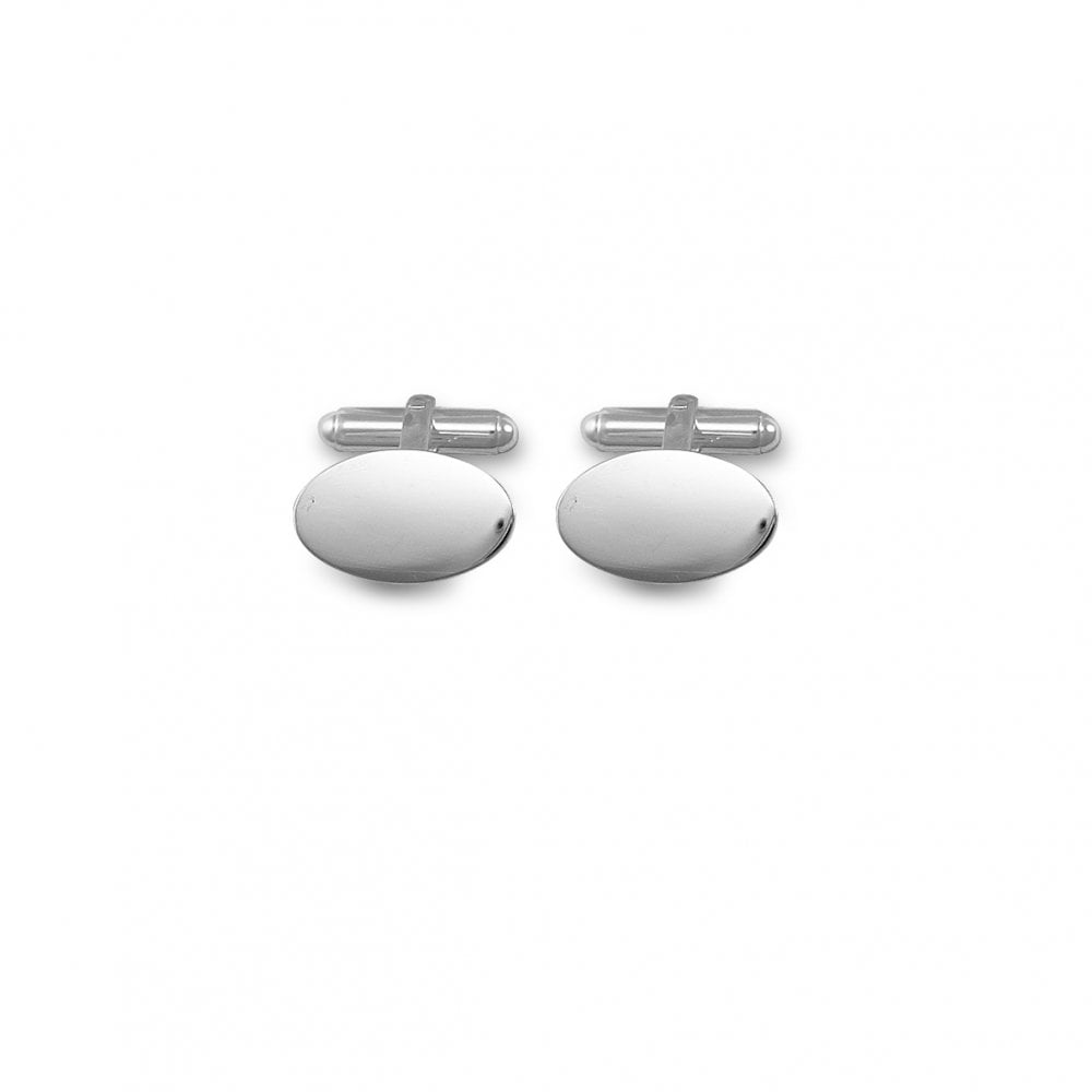 925 Silver Heavyweight Oval Cufflink With Swivel Back