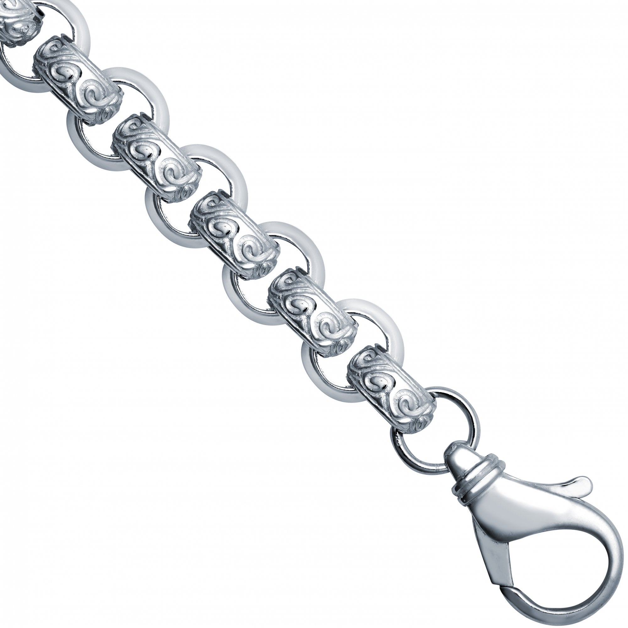 925 Silver Patterened & Plain Belcher 13.0mm Gauge Bracelet