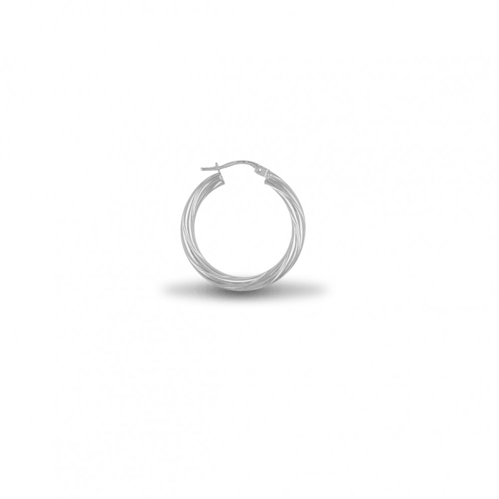 925 Silver 3mm Twist Hoop Earrings 20mm