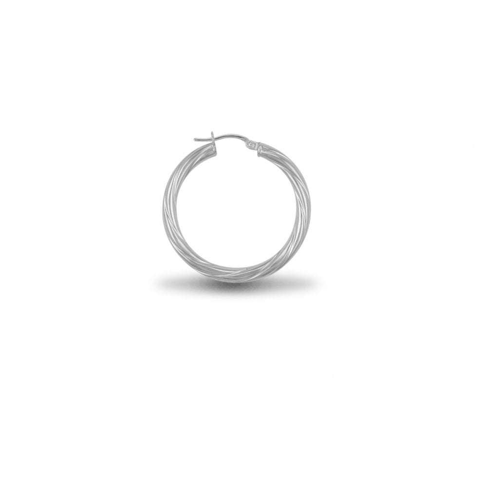 925 Silver 3mm Twist Hoop Earrings 25mm