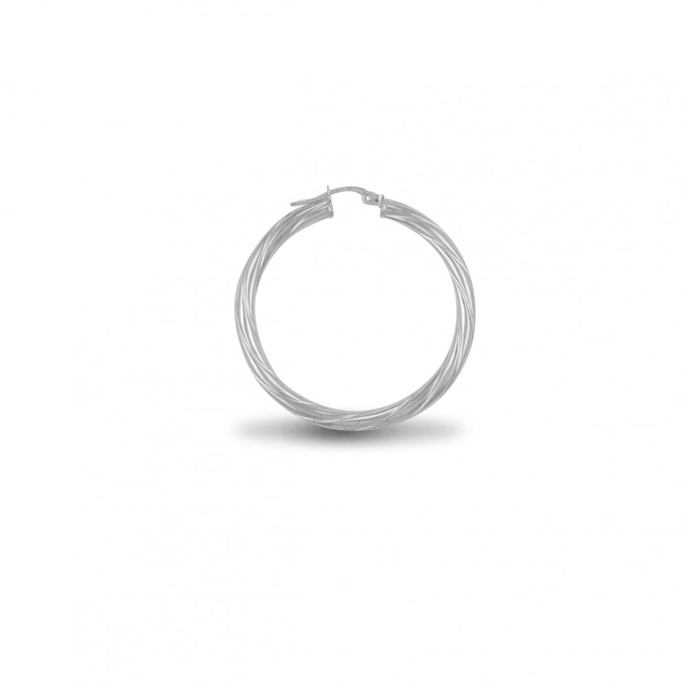 925 Silver 3mm Twist Hoop Earrings 30mm