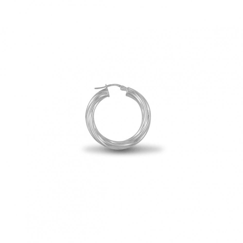 925 Silver 4mm Twist Hoop Earrings 27mm
