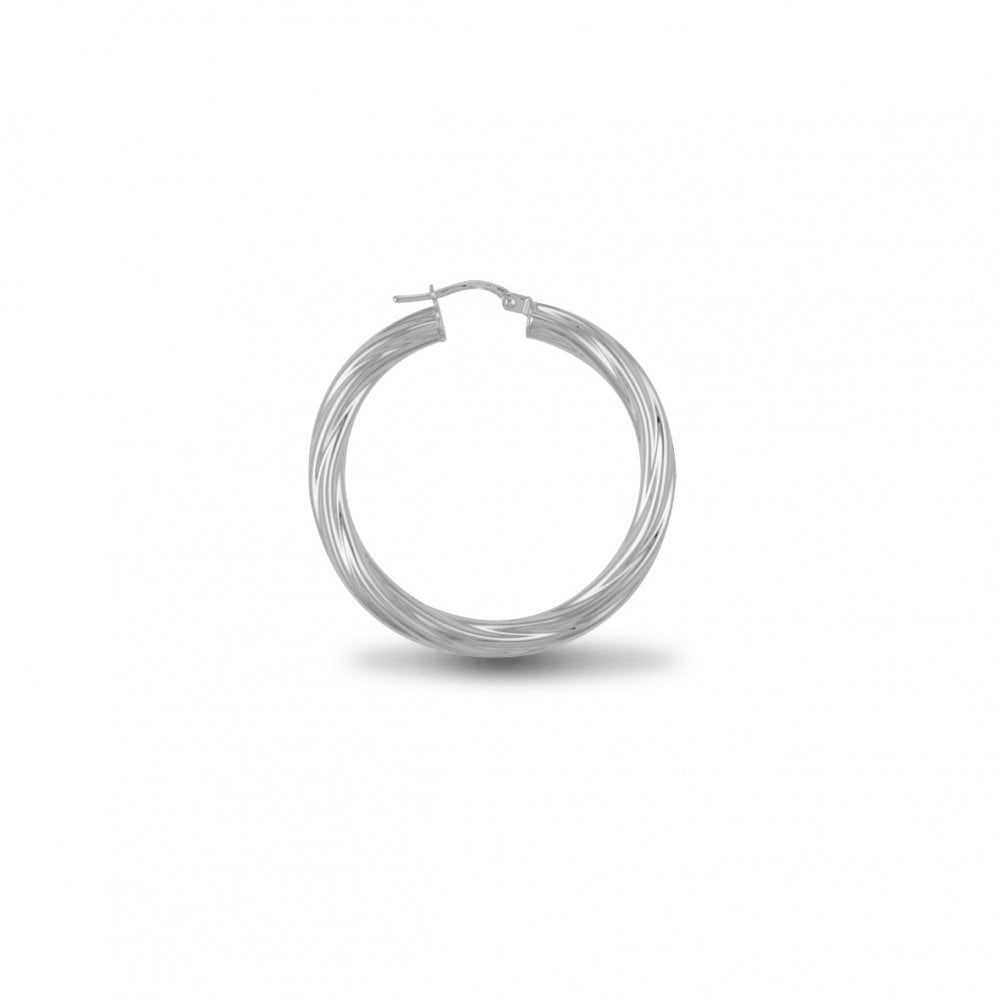 925 Silver 4mm Twist Hoop Earrings 37mm
