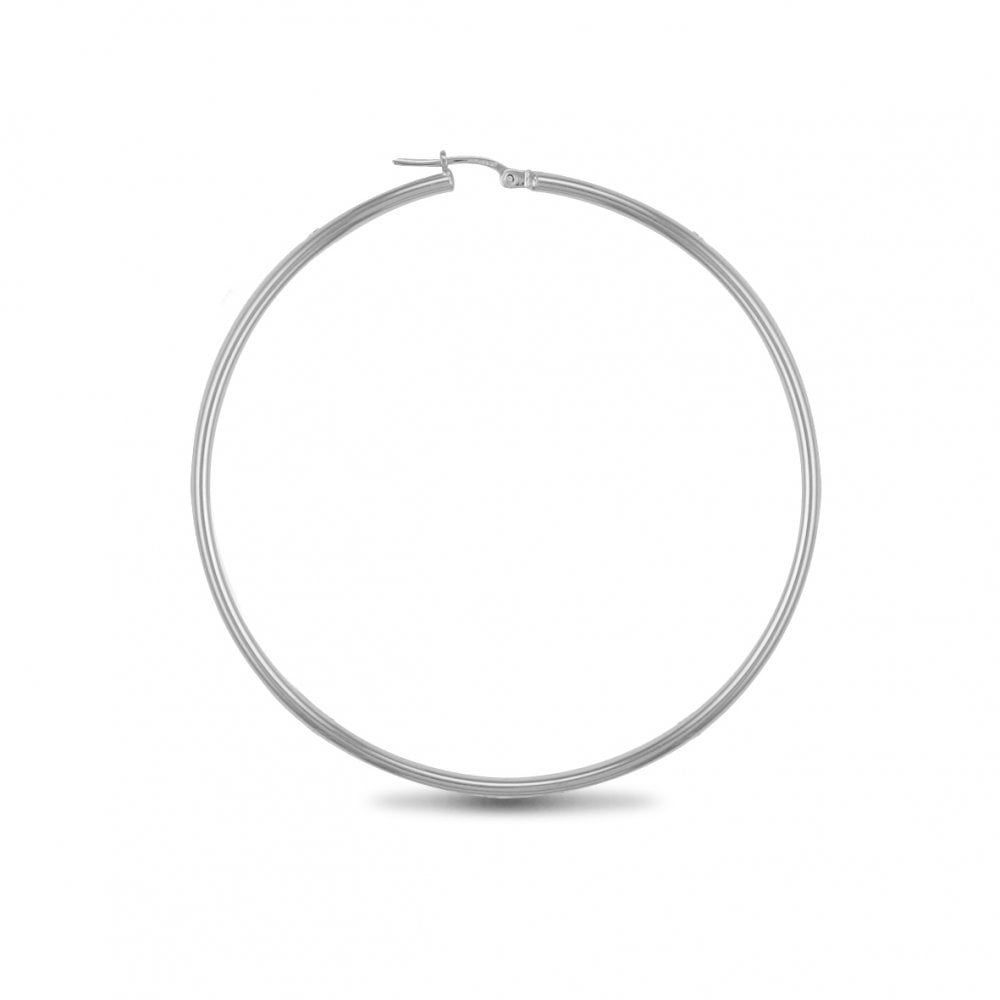 925 Silver Polished Hoop Earrings 63mm