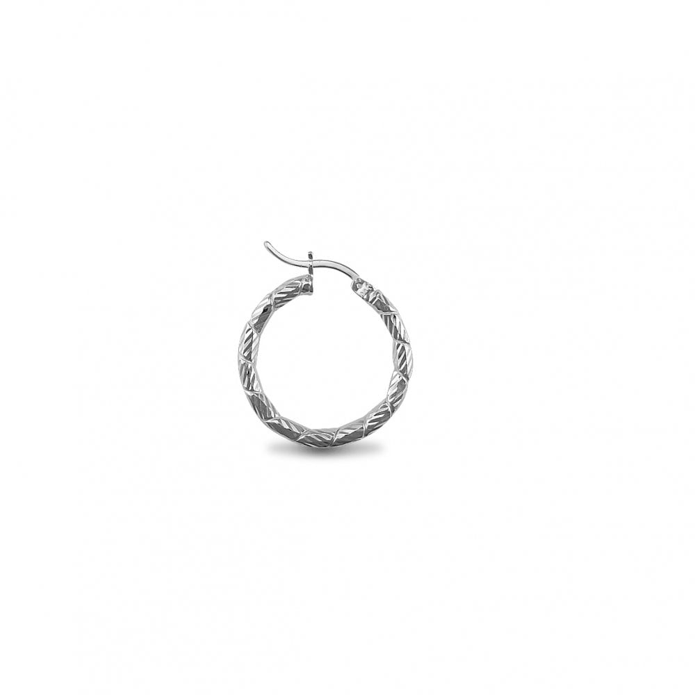 925 Silver 3mm Ribbed Hoop Earrings 25.0mm