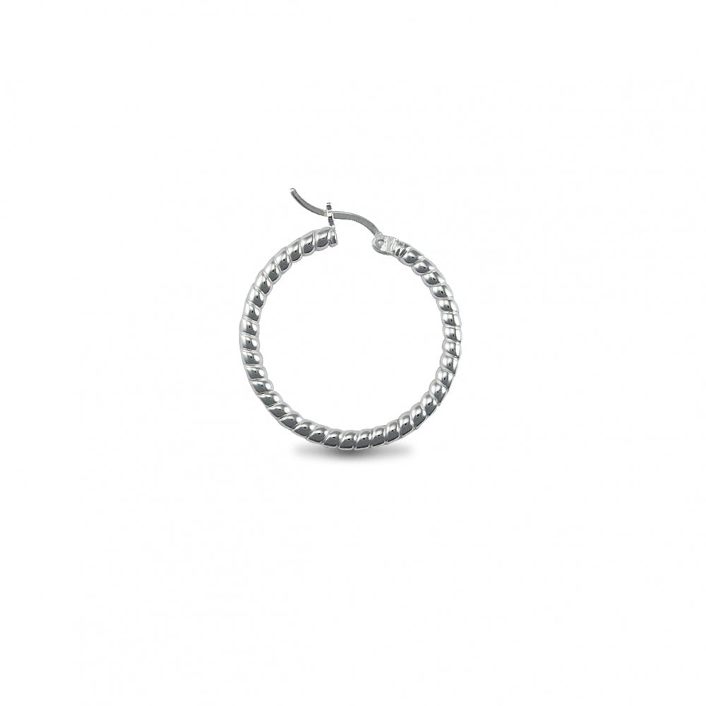 925 Silver 3mm Millgrain Hoop Earrings 30.0mm