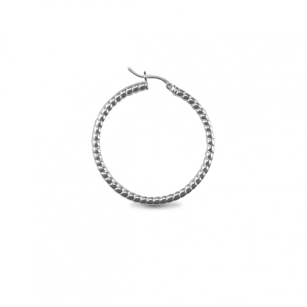 925 Silver 3mm Millgrain Hoop Earrings 40.0mm