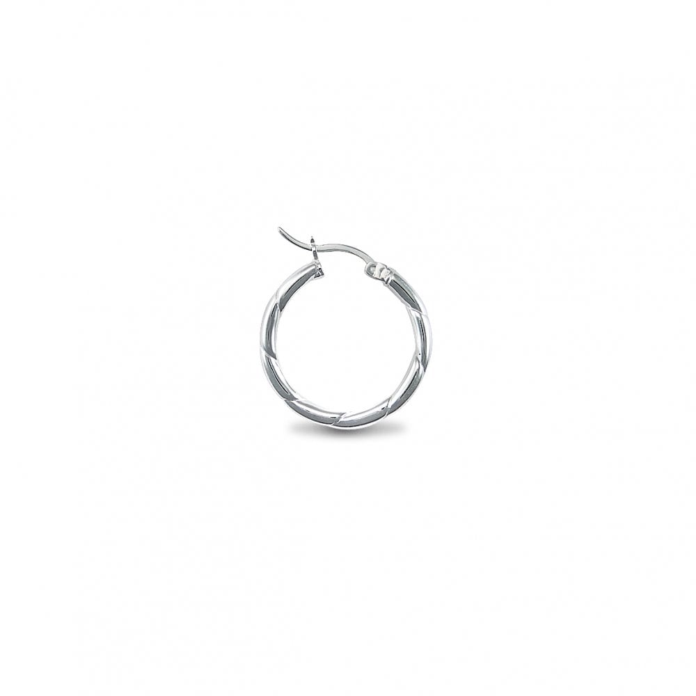 925 Silver 3mm Ribbed Hoop Earrings