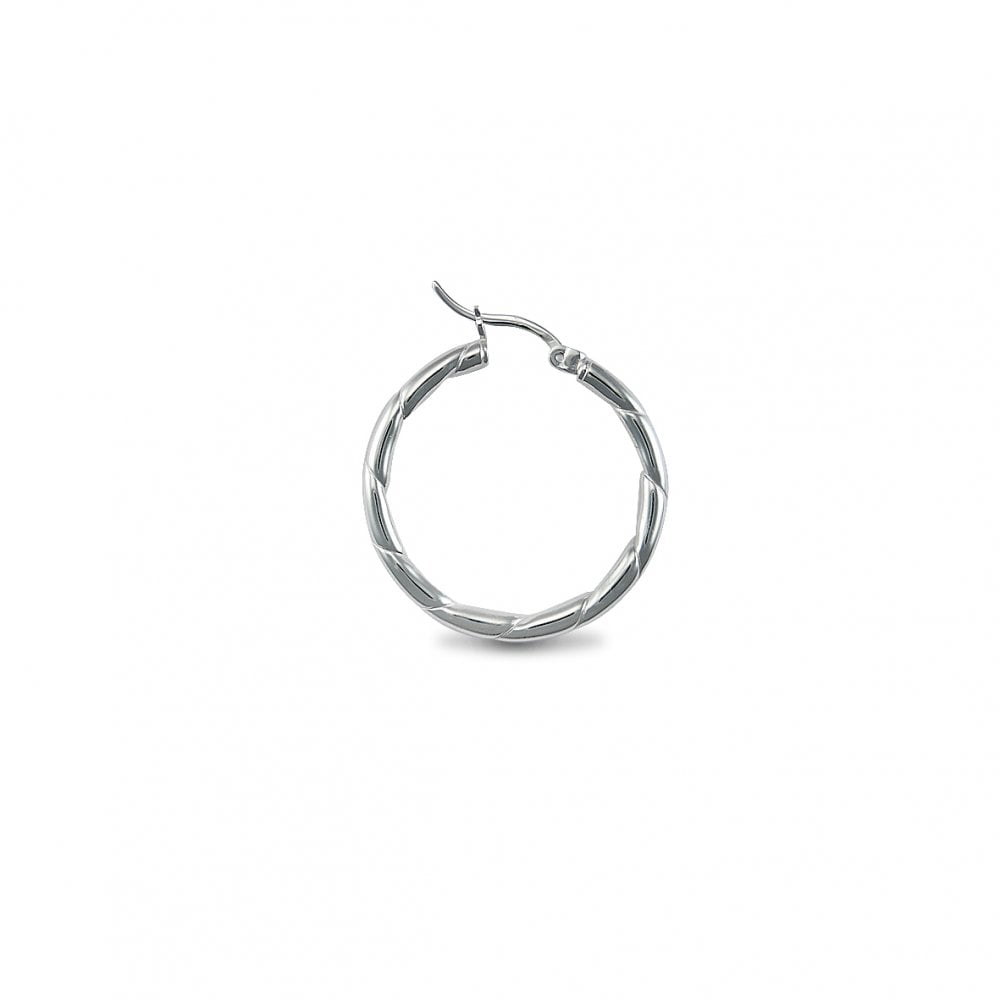 925 Silver 3mm Ribbed Hoop Earrings