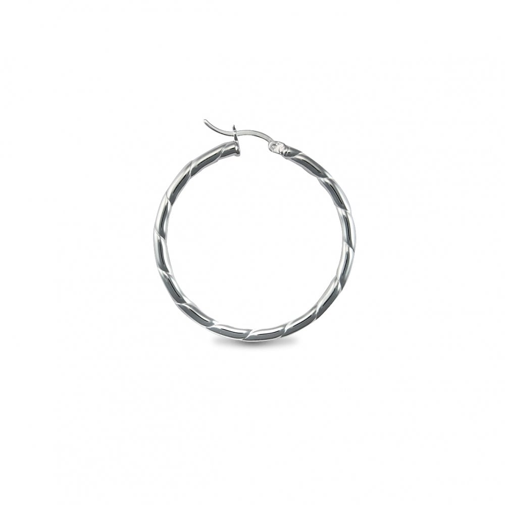 925 Silver 3mm Ribbed Hoop Earrings