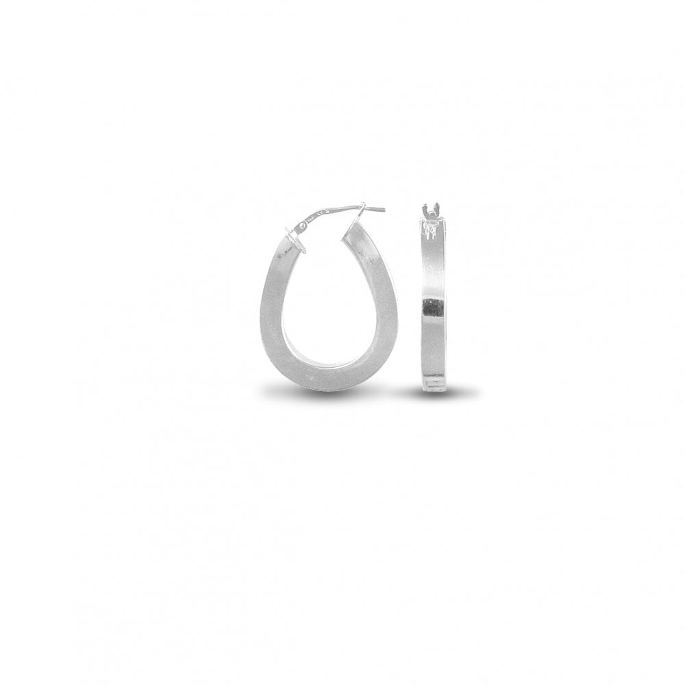 925 Silver Oval Square Tube Hoop Earrings