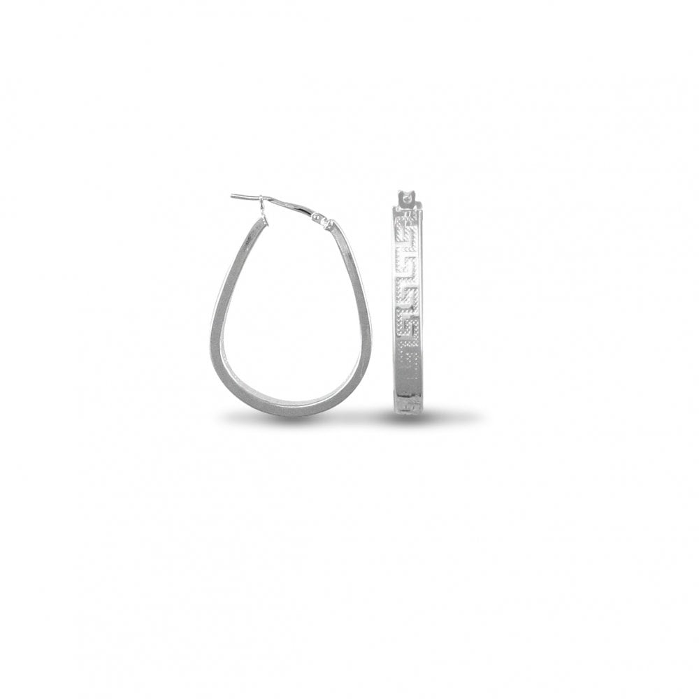 925 Silver Greek Key Hoop Earrings