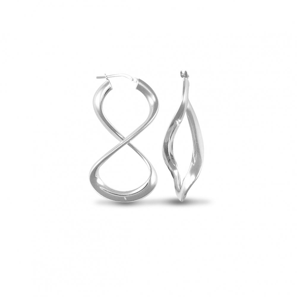 925 Silver Polished Figure of Eight Hoop Earrings