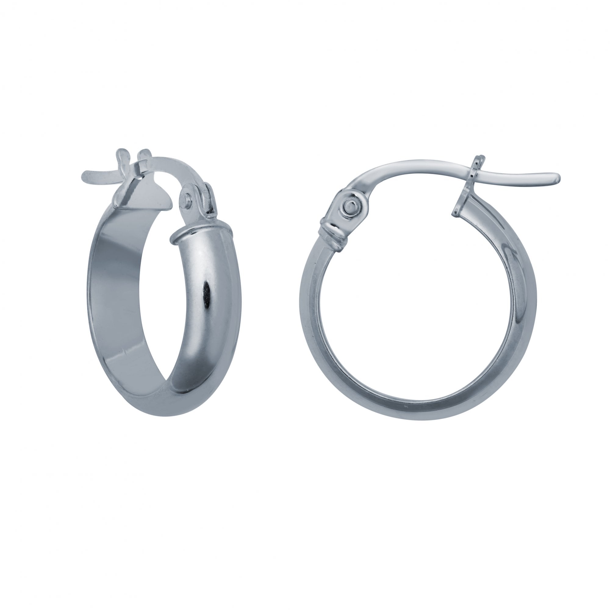 925 Silver Wedding Band Style Hoop Earrings 15mm