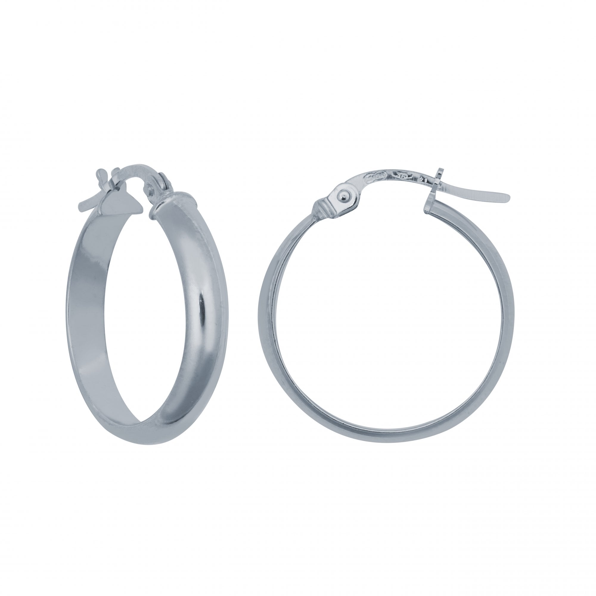 925 Silver Wedding Band Style Hoop Earrings 20mm