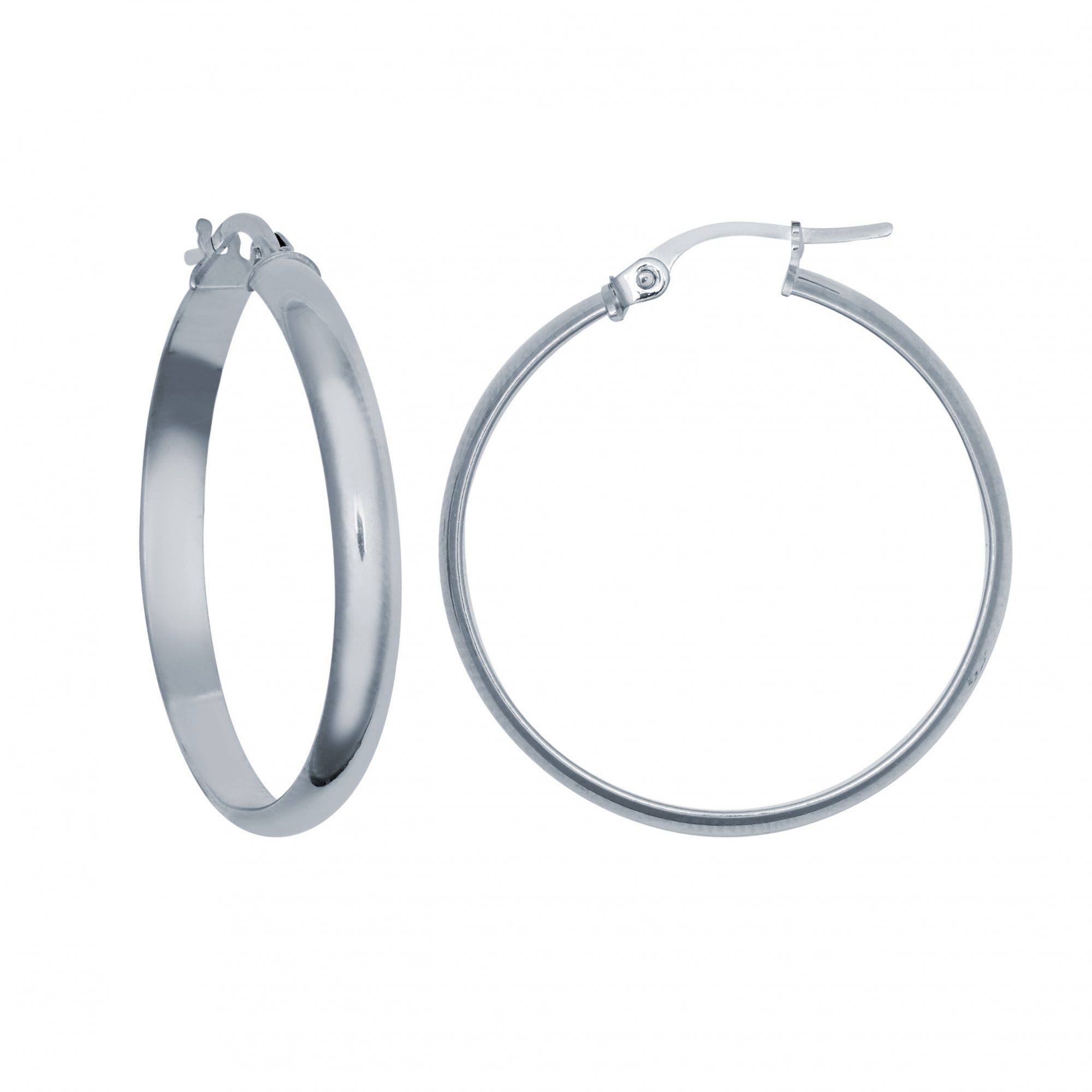 925 Silver Wedding Band Style Hoop Earrings 25mm