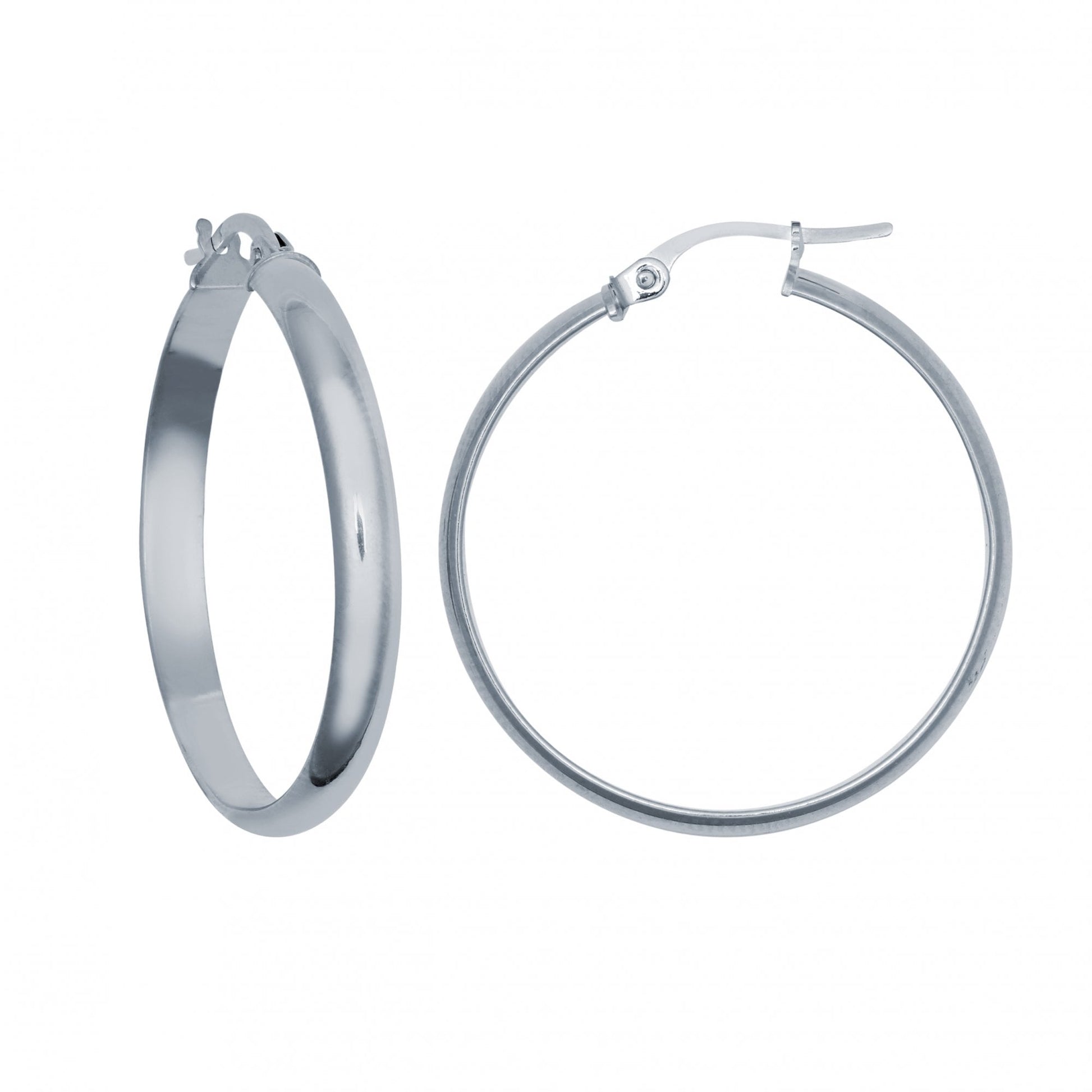 925 Silver Wedding Band Style Hoop Earrings 25mm
