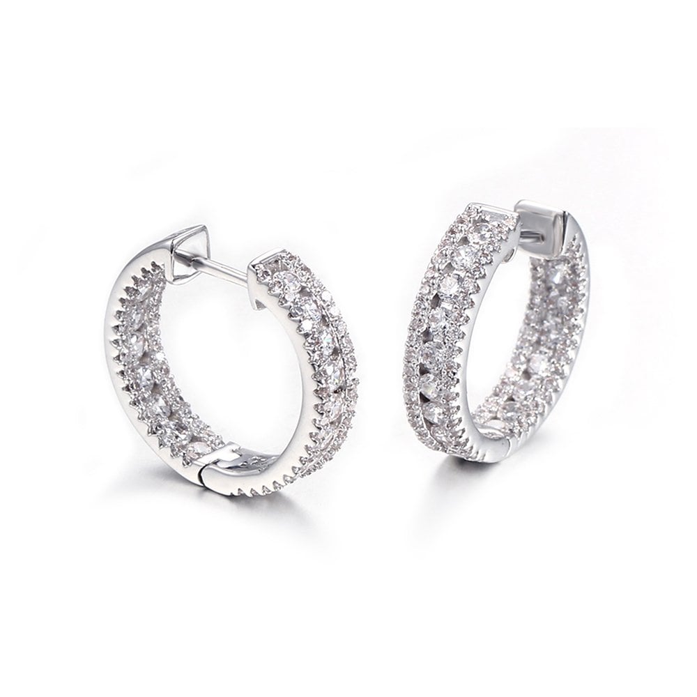 925 Silver CZ Set Hoops 19mm