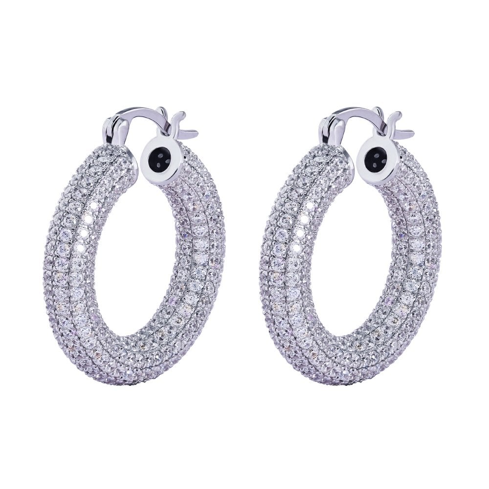 925 Silver CZ Set Hoops
