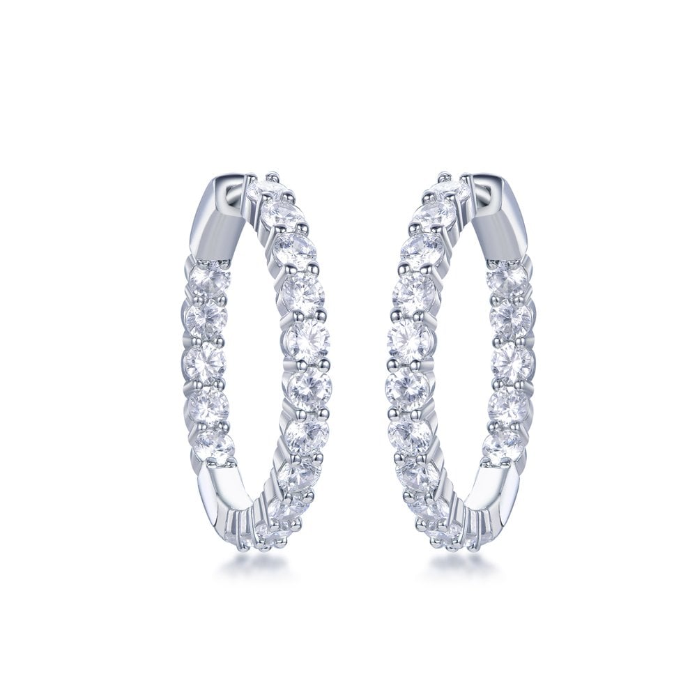 925 Silver CZ Set Hoops 22mm