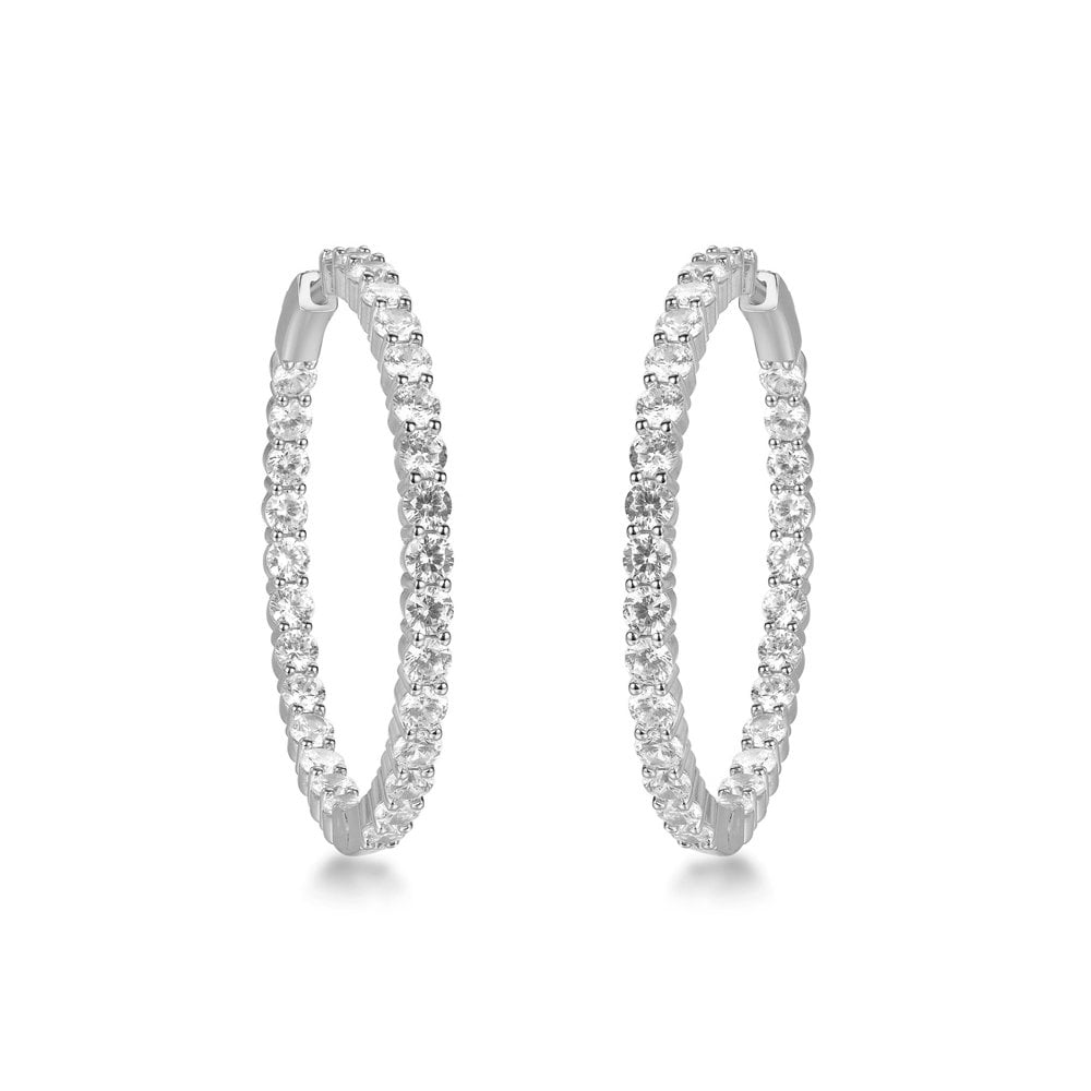 925 Silver CZ Set Hoops 30mm