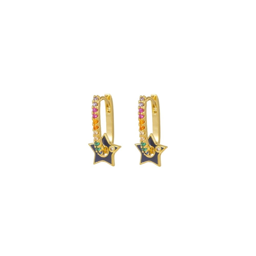 925 Silver 14ct Gold Plated CZ Set Earrings