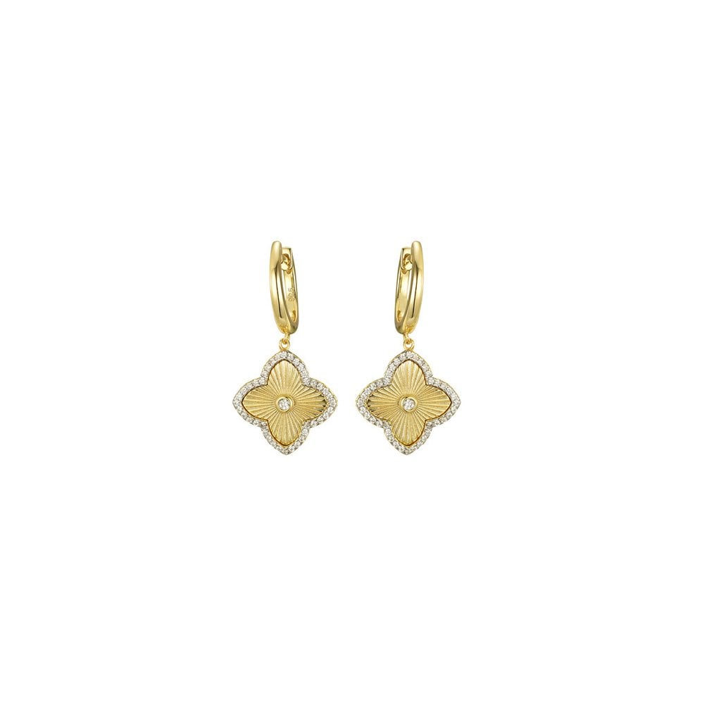 925 Silver 14ct Gold Plated CZ Set Clover Drops