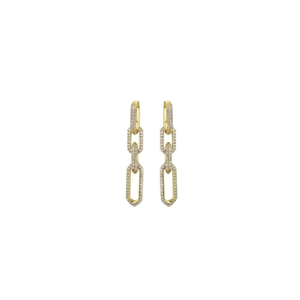 925 Silver 14ct Gold Plated CZ Set Earrings
