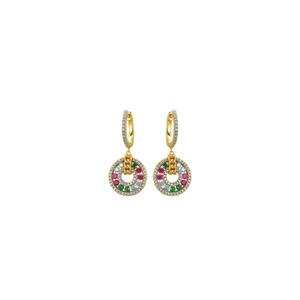 925 Silver 14ct Gold Plated CZ Set Earrings
