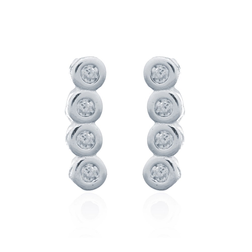 925 Silver Stud Earrings - CZ Set