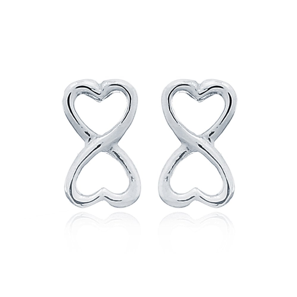 925 Silver Infinity Heart Stud Earrings