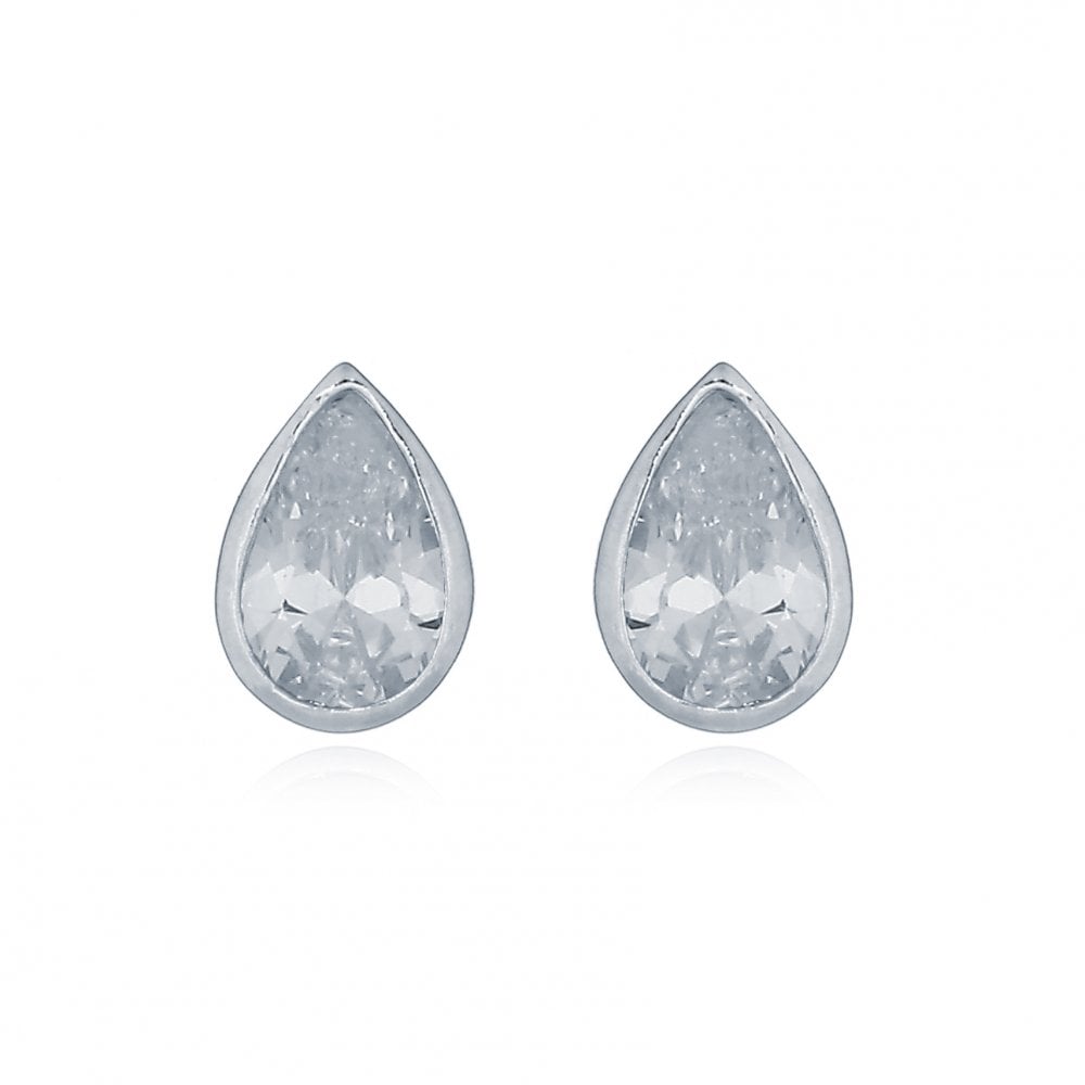 925 Silver CZ Set Tear Drop Studs